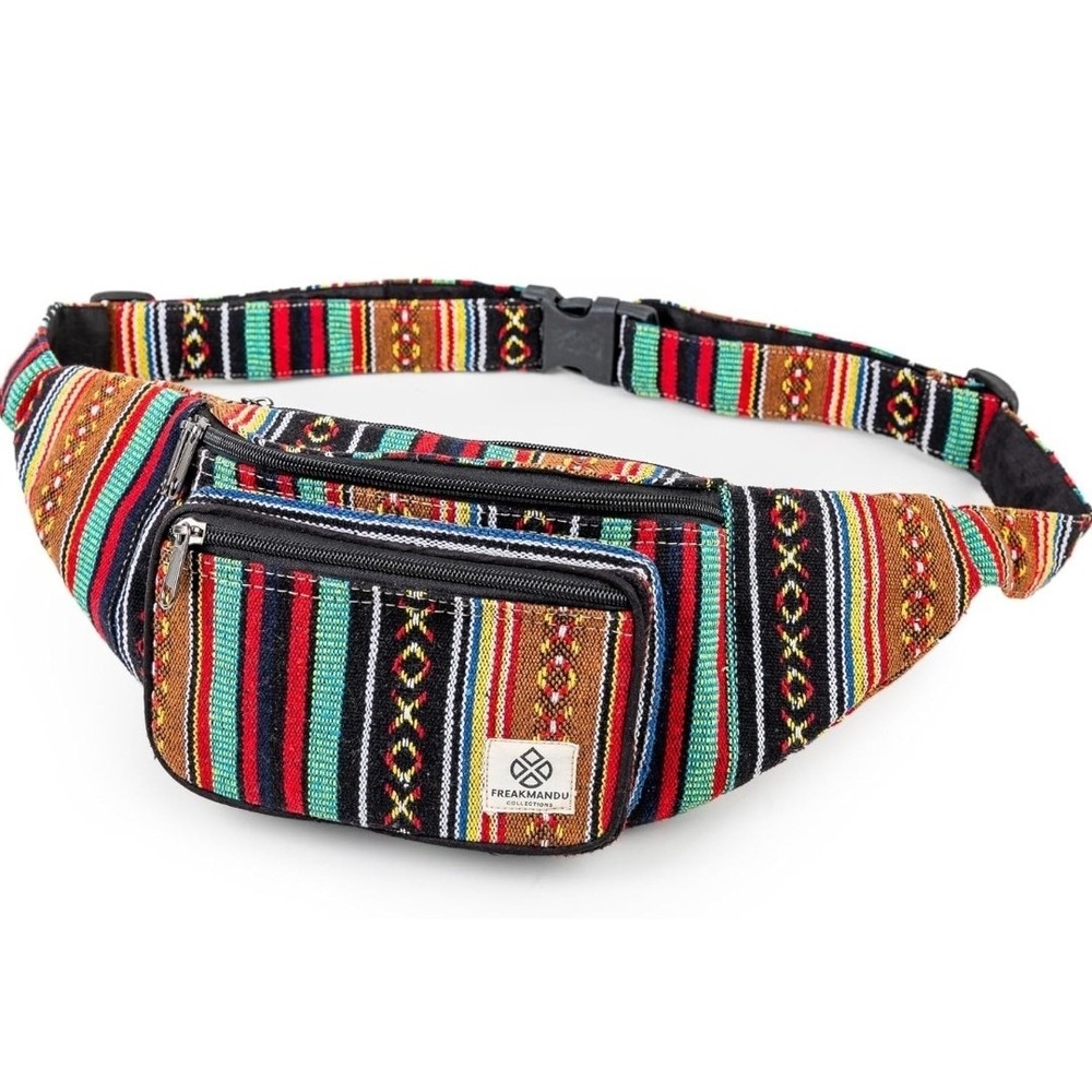 Freakmandu Unisex Hemp Fanny Pack - Hip Waist Bag Money Belt Bag Crossbody